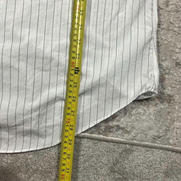 Saks Fifth Avenue Mens White Striped Cotton Broadcloth Dress Shirt 16-33 Vintage - Picture 8 of 13